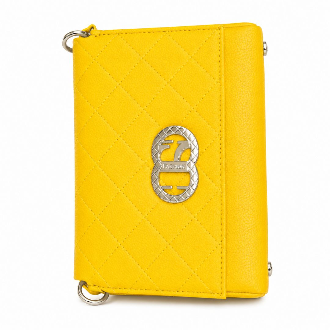 Quilted Yellow Faux Leather Crossbody Handbag